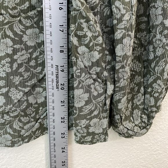 Frye and Co Blouse Top Womens Large Floral Peasant Green Popover - Picture 5 of 7